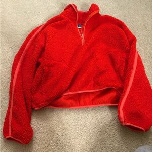 Old Navy Red Fleece Quarter-Zip Pullover